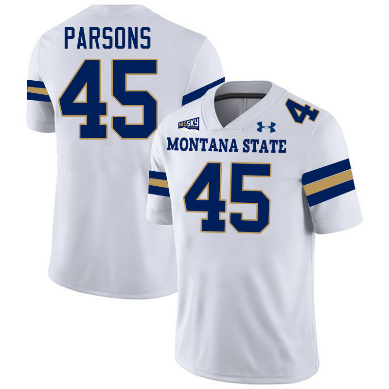 #45 Hunter Parsons Montana State Bobcats Jerseys Football Uniforms Stitched-White #45 Hunter Parsons Montana State Bobcats Jerseys Football Uniforms Stitched-White